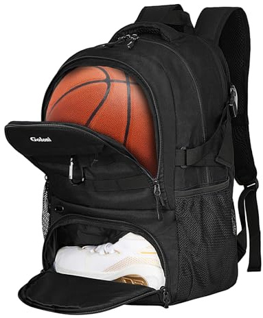 Goloni Zaino da tennis con 2 racchette con scomparto per scarpe ventilato, adatto per pickleball, basket, badminton, calcio, Nero (piccolo), S, Tennis