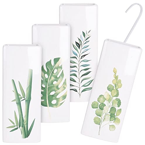 Vilde Lot de 4 humidificateurs en céramique pour radiateur - Blanc - Motif feuilles