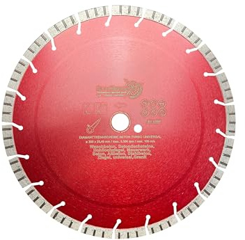 EDW Profi Diamant-Trennscheibe Beton 350 mm x 25,4 mm, Segmenthöhe 15 mm TURBO SUPERCUT, universelle Diamant Trennscheibe für Stahlbeton, Granit, Mauerwerk