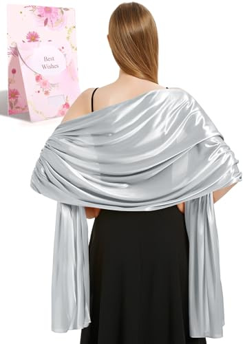 Heekpek Bufanda Elegante de Satén Grande, Chal para Vestidos de Fiesta Brillante, Estola para Ceremonias y Bodas