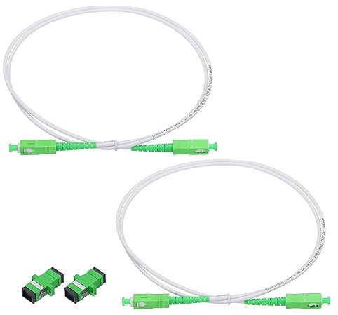 sourcing map 2Pcs 3.3Ft Single Mode Simplex OS2 Armored Fiber Optic Patch Cable LSZH SC/APC-SC/APC Jumper Optical White for Fiber Optic LAN Networks with Adapter