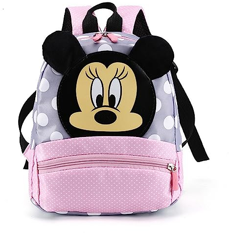 Zaino per asilo, Minnie Mouse, adatto per scuola o brevi distanze, 3-9 anni scuola elementare ragazzi e ragazze (rosa)