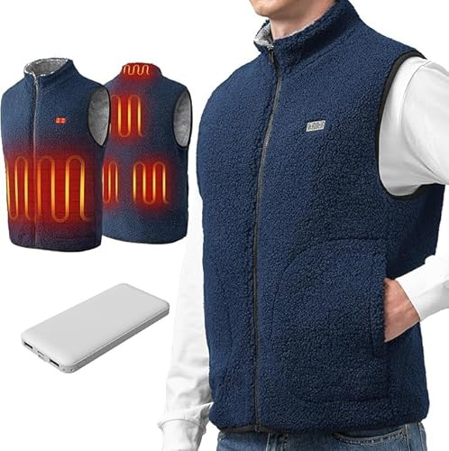 LABCOOL Gilet Chauffant, Veste Homme Femme avec 5V 12000mAh Batterie Incluse, USB Polaire Chauffant 3 Niveaux, 6 Zones Chauffantes, Blouson Sans Manche