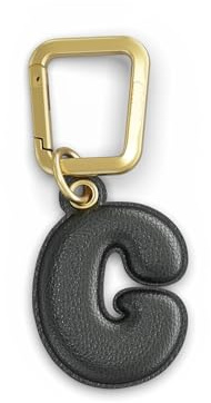 UNTAGS - Charm Buchstabe G - Material mit Ledereffekt - Inklusive Goldener Metallschnalle - Schwarz