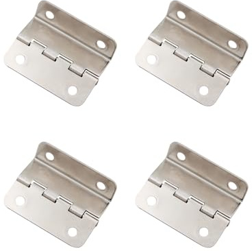 4 Stück dreifach gefaltete Scharniere, flexible Metallscharniere, dekorative Kastenscharniere, 41 mm, Halbflächenscharniere für Tür, Schrank und Schmucktruhe (Silber)