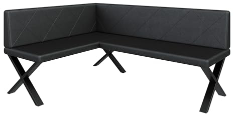 FURNISTAR Eckbank Akiko Metal X - Eckbankgruppe für Ihrem Esszimmer, Küche modern, Sitzecke, Essecke. Perfekt für Küche, Büro und Rezeption. Solide und Starke Verarbeitung. (128x168-Links-Soft11)