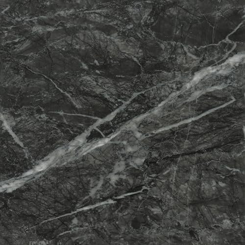 VaryPaper Vinyl Floor Tiles Self Adhesive Dark Grey Marble Vinyl Flooring 30cmx30cm 20 Pieces Bathroom Adhesive Floor Tiles Peel and Stick Kitchen Flooring Stick on Floor Tiles for Hallway Living Room