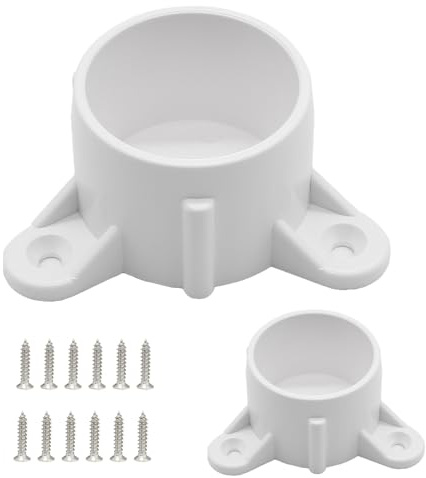 Biaungdo 2 Inch PVC Table Leg Cap Fittings Furniture Grade Rod Holder White Screw Tab Caps with Mounting Screws for Making Storage Shelves Support Feet (2 Pcs)