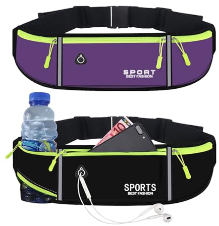 KASESSS Laufgürtel mit Trinkflasche, Ultraleichte Running Belt, Wasserdichte Verstellbare Lauftasche für Jogging, Damen und Herren