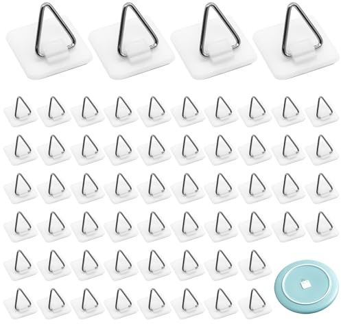 Piuluvor® 60 Stück Bildaufhänger Selbstklebend, Klebehaken Bilder Aufhängen Bilderhaken Selbstklebend für Bilderrahmen Bild Poster Teller Gemälde Regal (Quadrat)