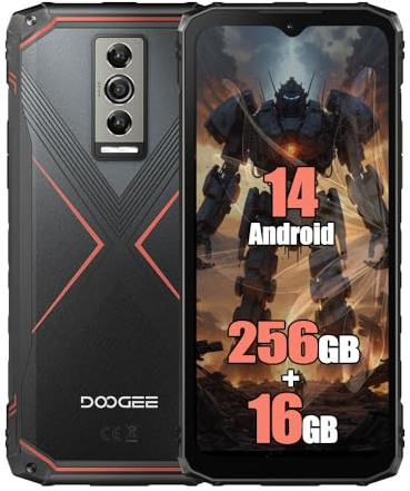 DOOGEE Blade 10 Pro Rugged 4G Téléphones Portables Débloqués (2024), 16GB + 256GB, Batteria 5150mAh, 50MP + 8MP Smartphones, Android 14, 6,56 pollici, NFC, Face ID, 11mm Thin Rouge