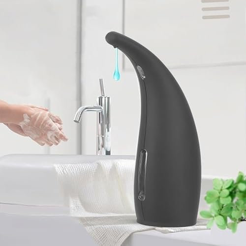 JIAMIAN Touchless Hand Soap Dispenser, Automatic Soap Pump, Battery Powered Hand Soap Dispenser, Sensor Pump Dispenser for Kitchen, Bathroom and Shower (black)