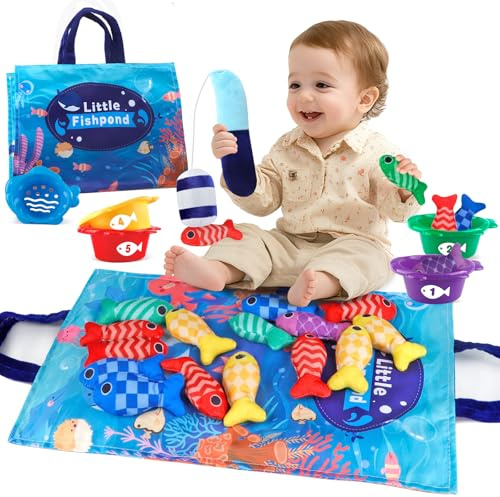 Cmiolacuna Spielzeug ab 1 Jahr Baby Spielzeug Angelspiel Montessori Spielzeug Für Kleinkinder Von 1-3 Jahren Fische Angeln Kinderspielzeug ab 1 Jahr Geschenk Für Baby