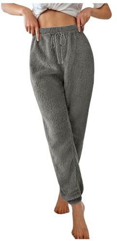 Vuncio Pantalon Peluche Femme Taille Elastique Pantalon Pyjama Femme Polaire Pas Cher Grande Taille Pantalon Velours Femme Hiver Chaud Large Confortable Casual Maison