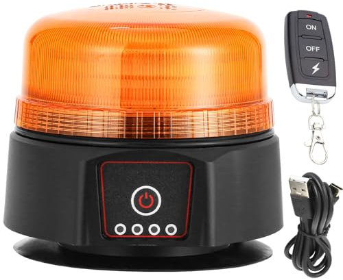 ETUKER LED Rundumleuchte Magnet AKKU Kabellose Blitzleuchte Gelbe 3x Blitzmuster KFZ Frontblitzer Drehlicht inkl Fernbedienung Traktor LKW Wasserdichtigkeit