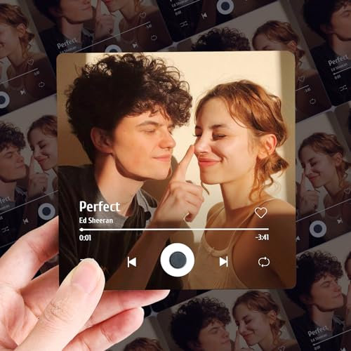 Personalised Music Fridge Magnets Custom Spotify Plaque Magnet Can Play Songs Customise Photo Album Magnets for Refrigerator Anniversary Christmas Birthday Gifts for Women Men