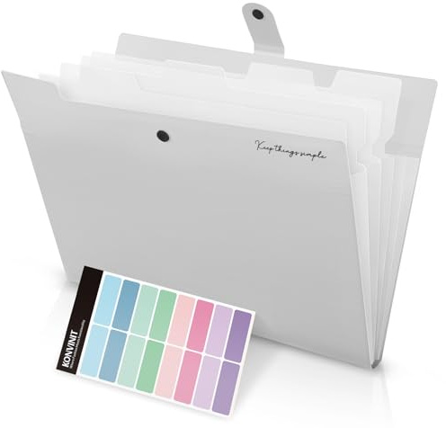 KONVINIT Portadocumenti Espandibile Cartellina porta Documenti a4 Cartella Organizza Documenti con 5 tasche Cartellina Portadocumenti a Ventaglio Capacità Elevata