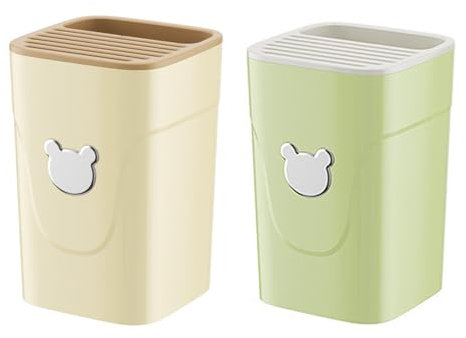 Lot de 2 blocs à couteaux 3 en 1 sans couteaux avec fentes - Bloc à couteaux universel non équipé - Rangement des ustensiles de cuisine - Organiseur de bloc à couteaux - Porte-couverts pour tous les