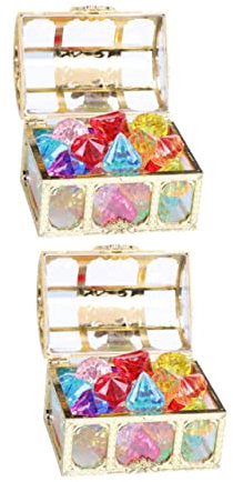 MOLUCKFU 2 Kisten Simulierter Diamant Musical Schatz Schmuck Ring Poolspielzeug Kleine Edelsteine Edelsteinspielzeug Für Dekorative Edelsteine Bunte Edelsteine Colorful Acryl