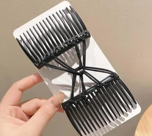 Schwarzer verstellbarer elastischer Haarkamm, dehnbare doppelte Haarspange, keine Falten Haarnadeln und Rutschen, Damen-Haarstyling-Zubehör