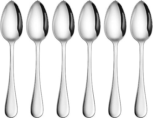 TUKRPQMRI Cuillère à Dessert en Acier Inoxydable avec Bord dentelé /86