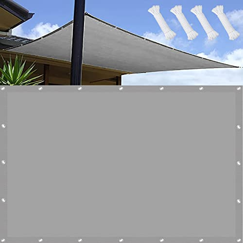 Tenda parasole per esterni, 2,5 x 8 m, in tessuto PES, resistente all'acqua, 98% UV, impermeabile, tenda da giardino con corda da 4 x 1,5 m, colore grigio chiaro, vela ombreggiante per cortile e