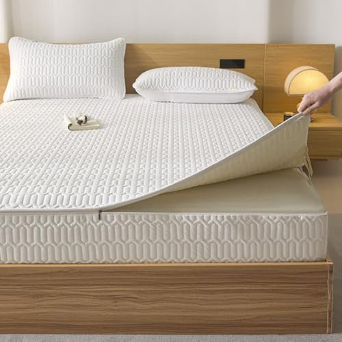 Matratzenbezug mit Reißverschluss 140/160x190 Anpassbare Matratzenschoner Fünf Seiten Gesteppt Encasing Spannbettlaken Atmungsaktive Weiche Waschbarer Topper überzug für Matratzen (200X200+14cm,C)