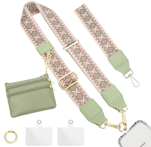 Handykette mit Tasche, Multifunktionale Design-Universal-Handykette, Universal mit Geldbörse, Große und Kleine Schultergurte, 2 Karten und Kleine Runde Schnalle Verstellbares Handy Umhängeband