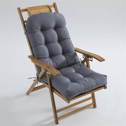 Highdi Cojin para Tumbona de jardín Solamente, Impermeable Cojines Sillas Reclinables Antideslizante 110x50 cm Cojines para sillones de Exterior, Colchón Banco Acolchado (Gris)