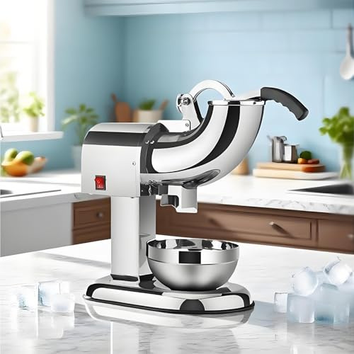 Trita-Ghiaccio Elettrico in Acciaio Inox per Bar, Cucina, Frutti di Mare, Bevande Fredde - Macchina Leggera per Granite Doppia Lama, Ghiaccio Tritato per Estate,220V