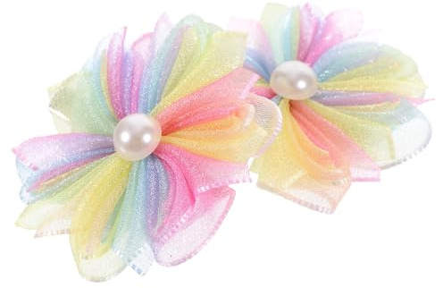 Beaupretty 4 Stück-Pack Kleine Blumen Haarspangen aus Gauze mit Perlen Langlebige Haarklammern für Mädchen Niedliche Haaraccessoires für Bühne und Babyparty