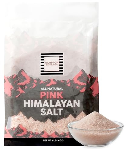 Himalayan Pink Salt, 1 Pound Bag, Fine Grain Himalayan Salt, All Natural, Kosher, Vegan, Gluten Free, Pure Gourmet Pink Salt, Hampton Distribution