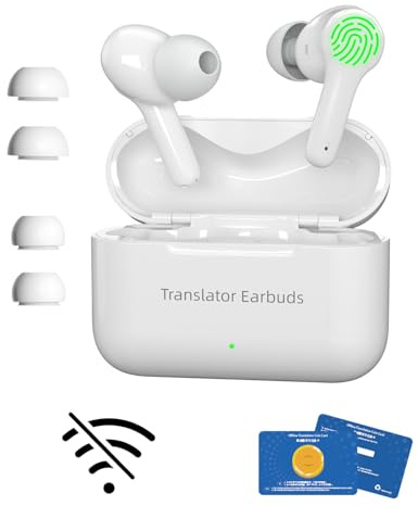 Wooask M6 Ai Kopfhörer Übersetzer, 144 Online & 11 Offline Sprachen Übersetzer Echtzeit, 3-in-1 Smart Bluetooth Übersetzer Kopfhörer Ideal für Reisen Business Learning (White, Offline-Version)