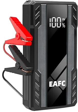 Arrancador de Coches, EAFC 1200A Arrancador de Baterias de Coche 12V(para 6.0L de Gasolina o 4.0L de Diésel), Jump Starter Portátil, Carga Rápida Espera Larga