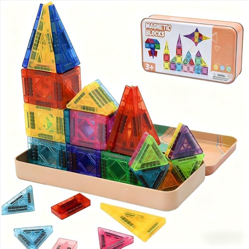 MSIHEY Costruzioni Magnetiche per Bambini, 40 Mini Mattoncini Magnetici Giocattolo Educativo STEM per Bambini dai Montessori Giocattolo Regalo Per 3 4 5 6 7