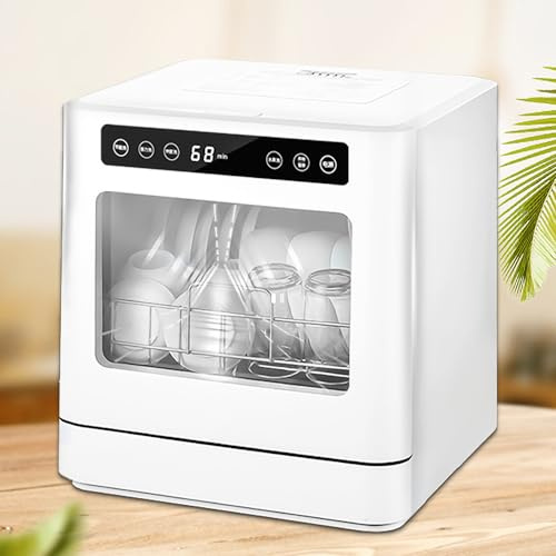 Lavavajillas Portátil de Encimera con Tanque Incorporado 5L & Adaptador Grifo, 3 Programas, Secado por Aire, para Apartamentos, Autocaravanas, Residencias, Cocinas Pequeñas White 8-person basic style