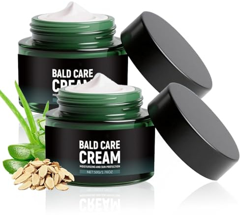 2 Stück Glatzencreme, Kopfhaut Pflege Creme Premium Glatzenpflege, Hautcreme Männer mit natürlicher Anti-Shine-Effekt für Glatzenträger, Gegen Hautirritationen und Rasurbrand, für alle Hauttypen