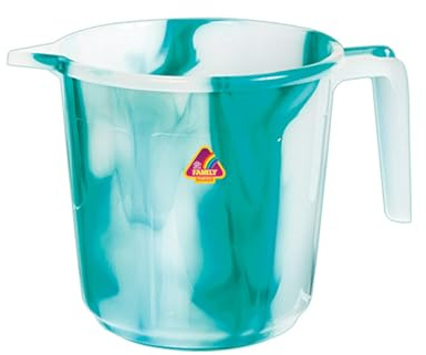 STL 1500ML Plastic Water Jug with Handle & Spout, BPA-Free Kitchen & Bathroom Jug, Lightweight, Unbreakable Plastic Mug for Hair Washing, Colour May Vary, Bathroom Mug