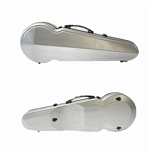 HDYNUZ Bratschenkoffer, leichtes Modell aus Kohlefaser mit integriertem Thermometer und doppelten Schultergurten, für Bratschen von 15-16,5 Zoll(Silver)