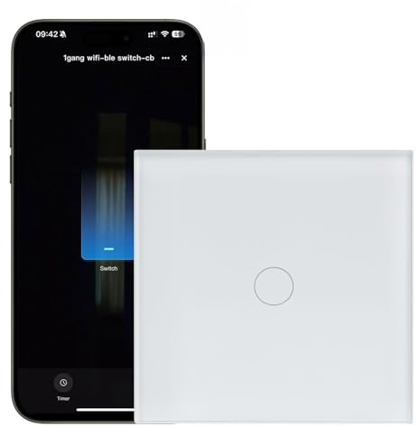 Lichtschalter Wlan in Wand, 1 Fach 1 Weg, Tuya Schalter WiFi | Smart WLAN Lichtschalter for Die Wand Smart Life/Tuya/Google Alexa-kompatible 2.4GHz(Erforderlich NeutralDraht)