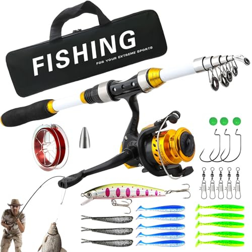 Fishing Rod and Reel Combo Telescopic Gear Set with Carrier Bag