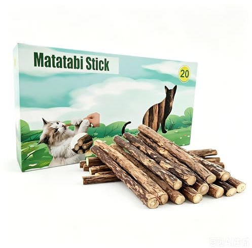 LuminGrain 20 Stück Matatabi Kausticks – Großpackung Katzenminze Sticks für Zahnpflege & gegen Mundgeruch – Natürliche Silberrebe Kauhölzer – Selbstbeschäftigung Spielzeug für Katzen