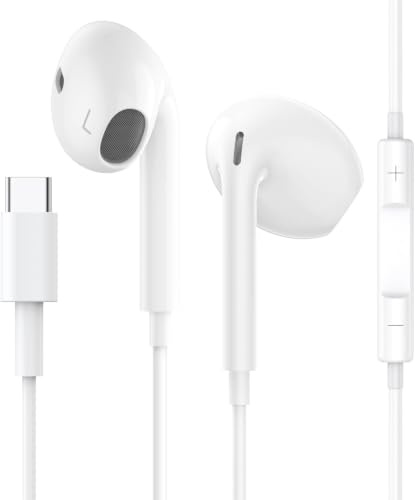 USB‑C Wired Earbuds In‑Ear Headphones with Mic & Volume Control, Lossless DAC Sound Compatible for iPhone 15/16/17 Pro Max/iPad, Samsung S24‑S26 Ultra, Google Pixel