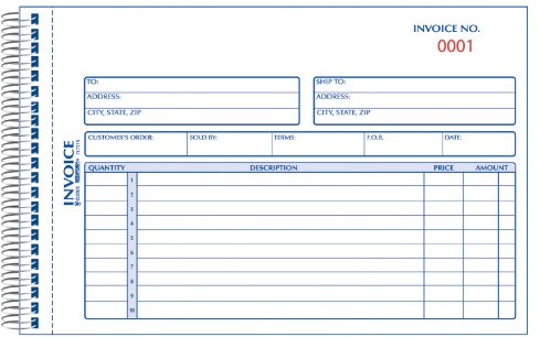 Rediform-Blueline 5-1/2 X 7-7/8 Carbonless Duplicate Invoice Book (7L721S)