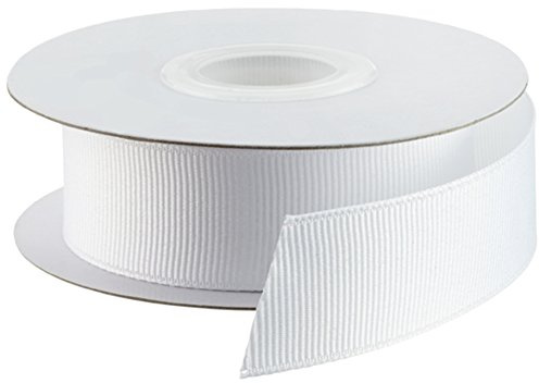 Vitt grosgrainband 25 mm x 10 meter dubbelsidigt, presentinslagningsband, band för presentförpackning, julband, presentförpackningsband för hantverk, bröllopsfest dekor