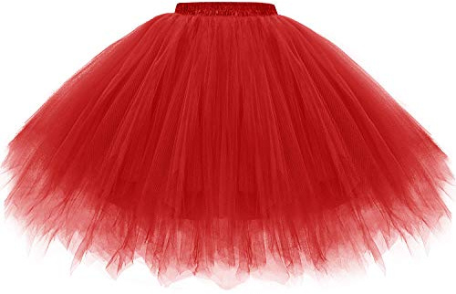Gardenwed Tüllrock in Rot - Damen Karneval Kostüm Kurz - Rotes Tütü Rock Ballett Unterrock Crinoline Petticoat Tutu Tüllrock Cosplay Crinoline Unterkleid Rot