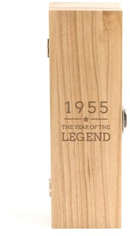 Dust and Things Engraved Wine Box - 1955 Year of the Legend Design - 70th Birthday Gifts for Men Him - Wooden Bottle Gift Box (NO ALCOHOL INCLUDED)