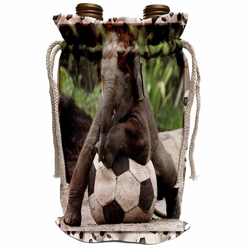 3dRose Elephant Soccer Wine Bag