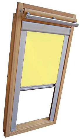 Verdunkelungsrollo THERMO Alu-Rückseite für FAKRO Dachfenster TYP FTP/PTP/FPP - 06 (78x118 cm) - Farbe Gelb - mit Aluminium Seitenschienen