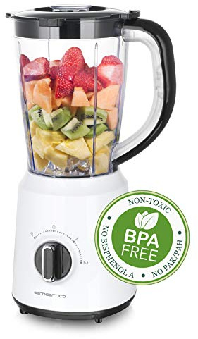 Emerio Standmixer BL-124816, BPA frei, Crush Ice Funktion, 1.5l Behälter, 2 Geschwindigkeiten + Pulse Funktion, Messereinheit aus Edelstahl, Sicherheitsschalter, geschirrspülgeeignet, 450 Watt